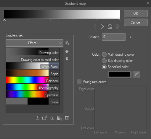 screenshot two: the gradient map dialogue box